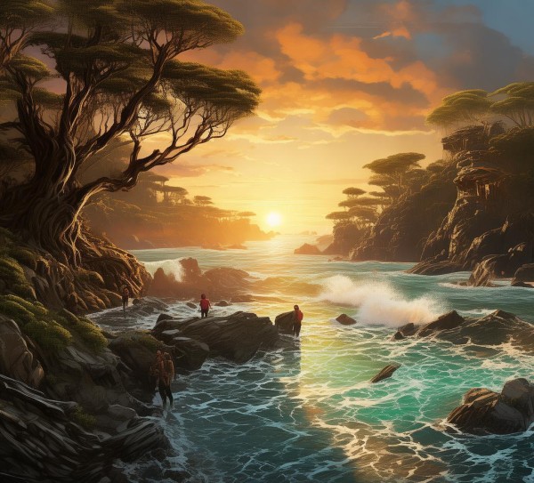 海滨秘境之旅，海上余晖下的忘返探险胜地,海滨秘境之旅，海上余晖下的忘返探险胜地,秘境,海岸线,第1张